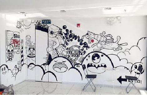 陆良手绘墙并非传统涂鸦。